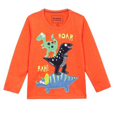 Boys' orange long sleeve 'Roar' t-shirt